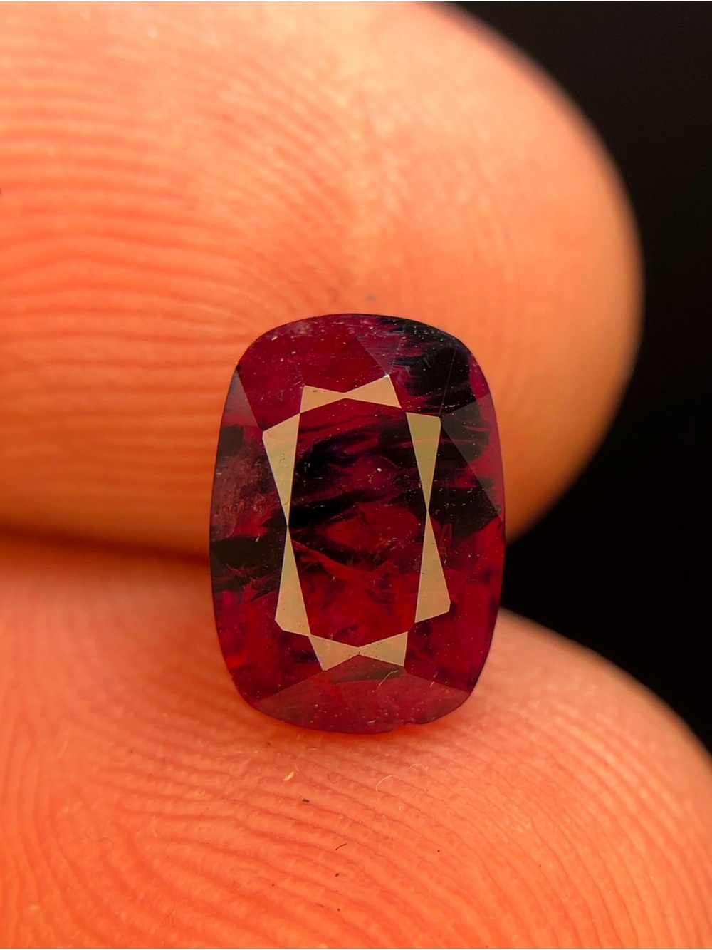 Deep Red Cushion Cut Gemstone